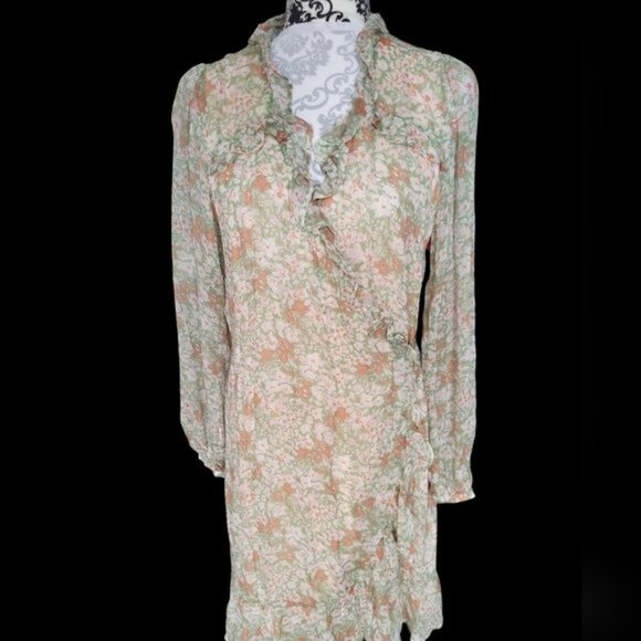 Esqualo Floral Ruffle Wrap Dress NWT Sz 6 - Picture 9 of 10